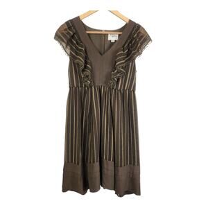 Anthropologie Holding Horses Ruffle Boho Mini Dress XS Petite Fairy Boho Dark